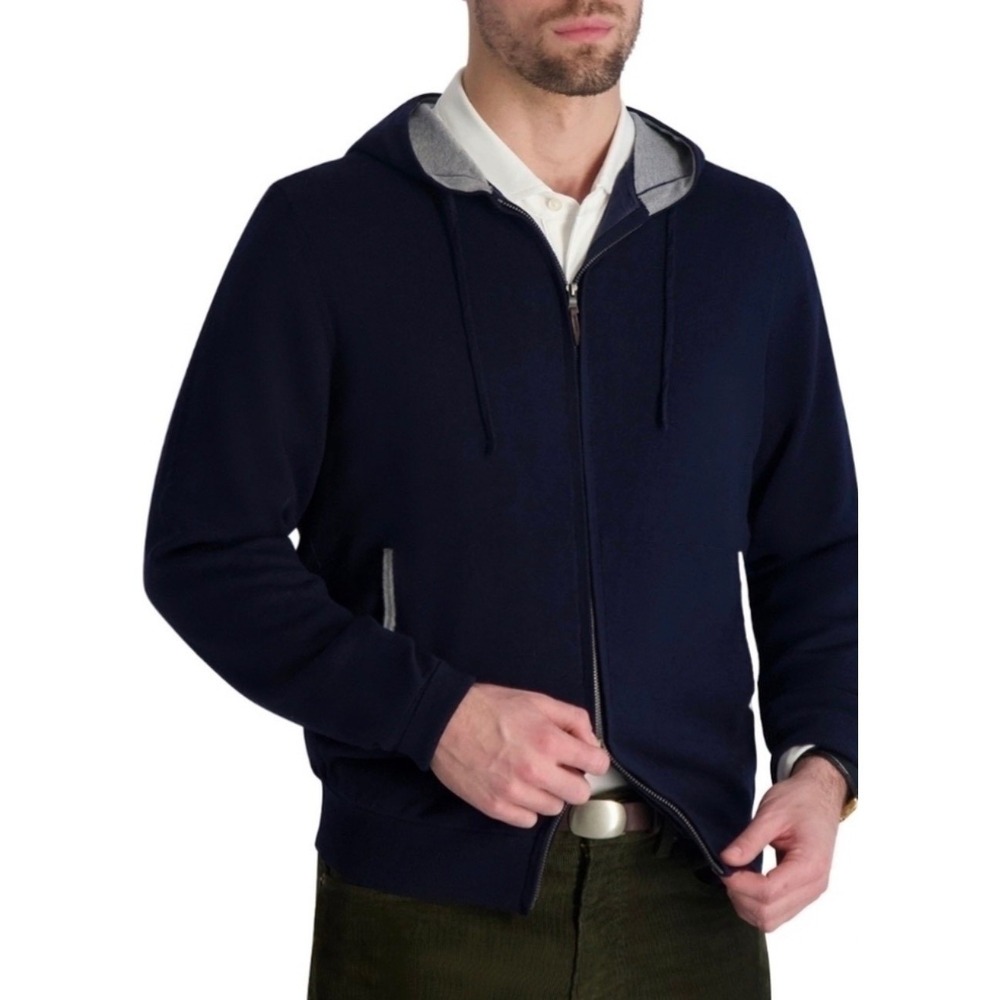 NEW Fairway & Greene Mens Size M Baruffa Merino Wool Sweater Jacket Navy Golf